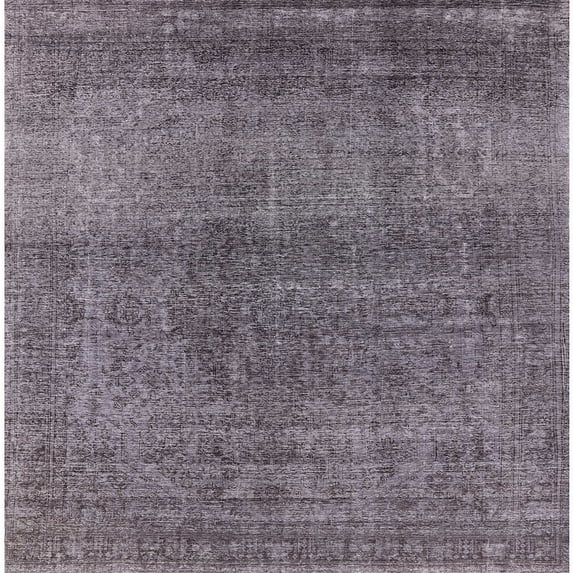 Ahgly Company Indoor Square Mid-Century Modern Carbon Gray Oriental Area Rugs, 7' Square