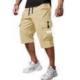 thumbnail image 2 of VV AVEORS Men'S Cargo Shorts Below Knee Lightweight Drawstring Waist Long Shorts Work Pants Multi Pockets Capri Hiking Pants Khaki 3XL, 2 of 4