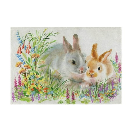 

Nordic- Easter Meal Mat Home Cartoon Rabbit E-gg Kitchen Heat Insulation Cup Mat Scald Resistant Linen Western Meal Mat