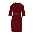 thumbnail image 5 of Odbmxy Dress Women Wrap Summer Elbow-Length Womens Mini Dress Plain Bodycon V-Neck Tunic Business Dressy Slim Dresses, 5 of 6