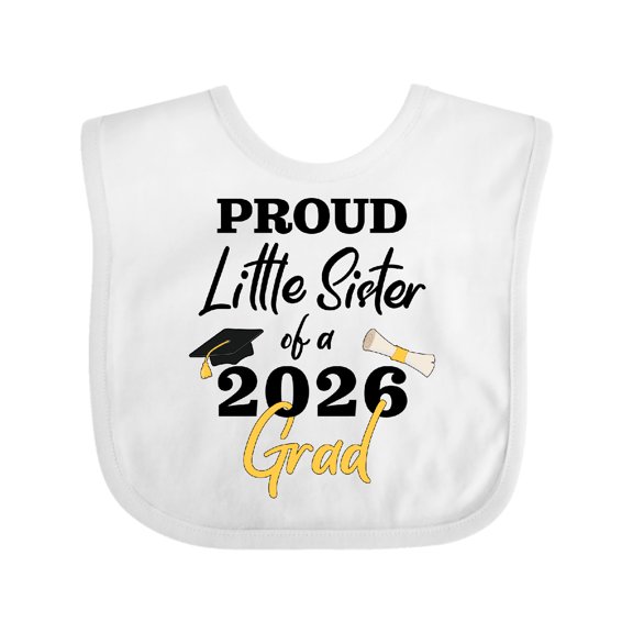 Inktastic Proud Little Sister of a 2026 Grad Girls Baby Bib