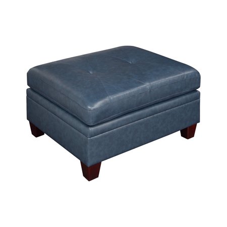 CoSoTower Contemporary Genuine Leather 1Pc Ottoman Ink Blue Living Room Furniture