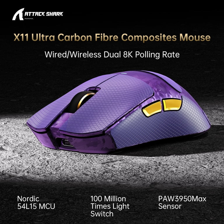 ATTACK SHARK X11 ULTRA Wireless Gaming Mouse, Tri-Mode 2.4G/BT/USB