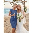 thumbnail image 4 of Merokeety Womens Summer Dresses Ruched Waist Asymmetric Hem Bodycon Mini Dress Dustyblue l, 4 of 4