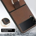 thumbnail image 3 of for Samsung Galaxy Z Flip 4 Case with Ring Holder Slim Fit Leather PC Hard Protective Phone Case Compatible with Galaxy Z Flip 4 5G 2022-Brown, 3 of 12