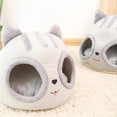 thumbnail image 3 of Large Grey Semi-Enclosed Cat Cave Bed with Removable Mat - Premium Short Plush & High-Density Sponge, Anti-Slip Silicone Bottom, Ideal for Cats, Puppies, Rabbits, Guinea Pigs Up to 8 Pounds, 3 of 6