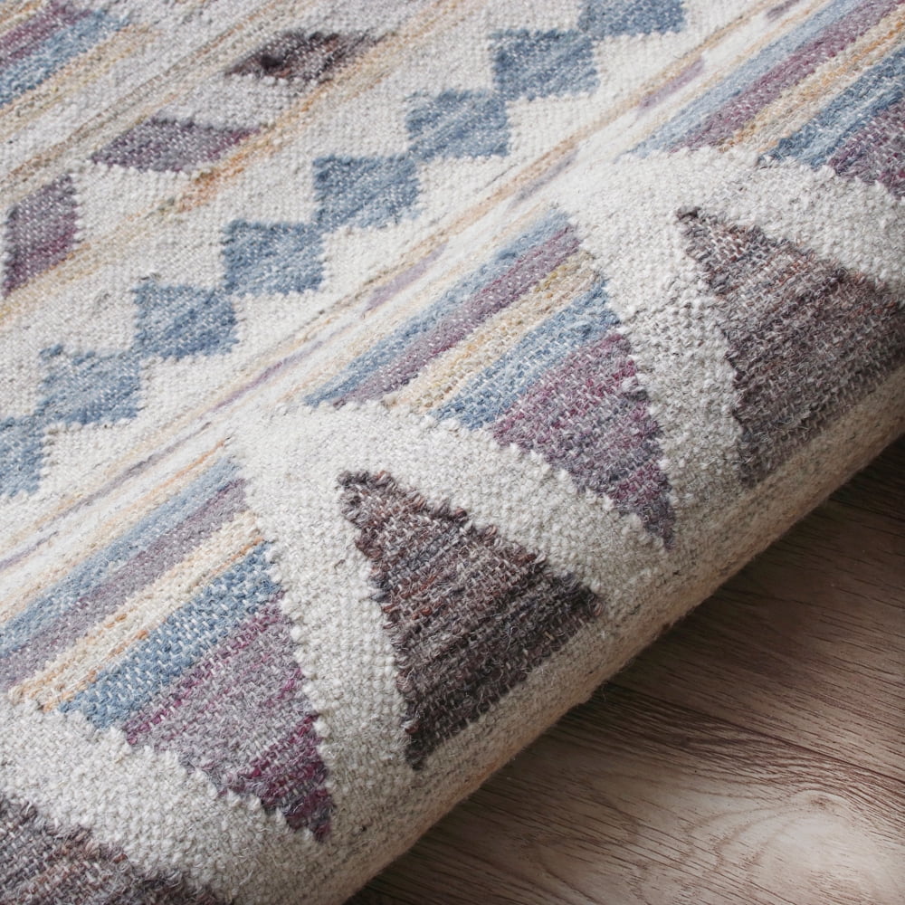 Laddha Home Designs 2' x 3' Handwoven Diamond Cotton Area Throw Rug - Gray and Tan