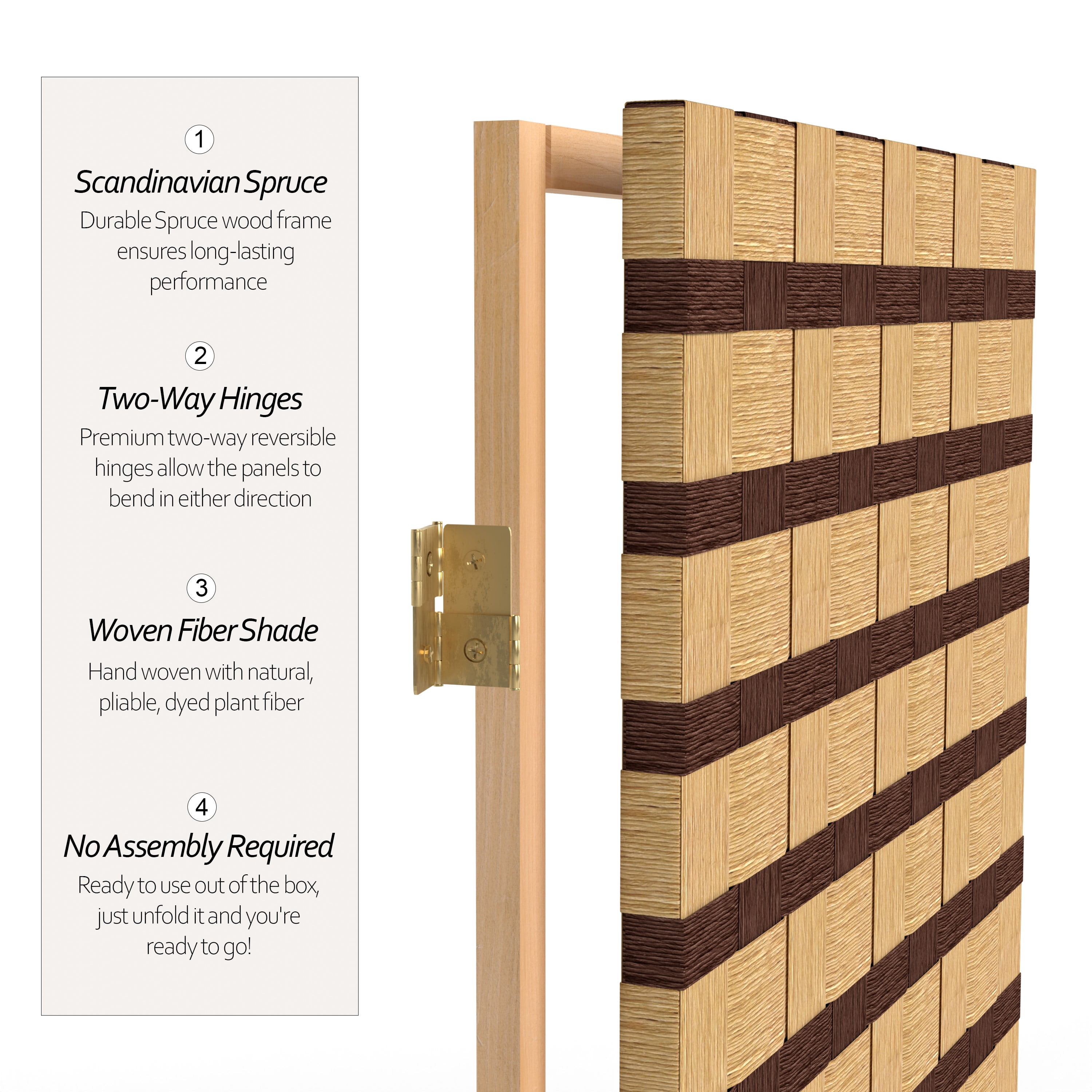 6 ft. Tall Two Tone Natural Fiber Room Divider - 6 Panel