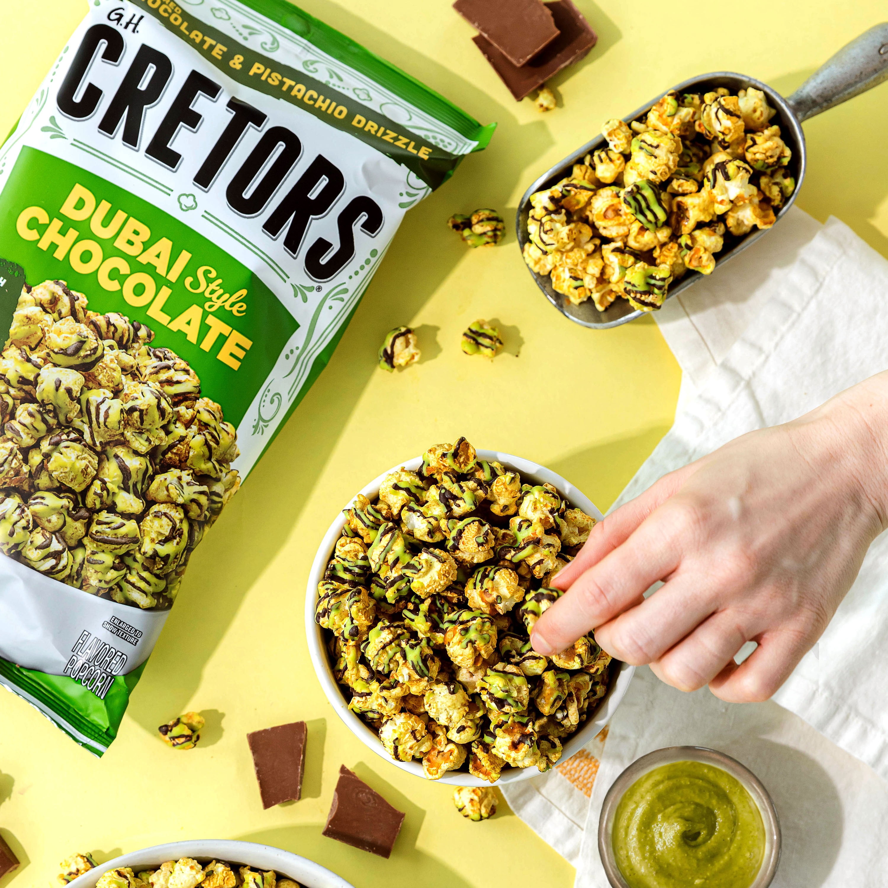 G.H. Cretors Dubai Style Chocolate Drizzled Popped Corn, 5.75 ounces
