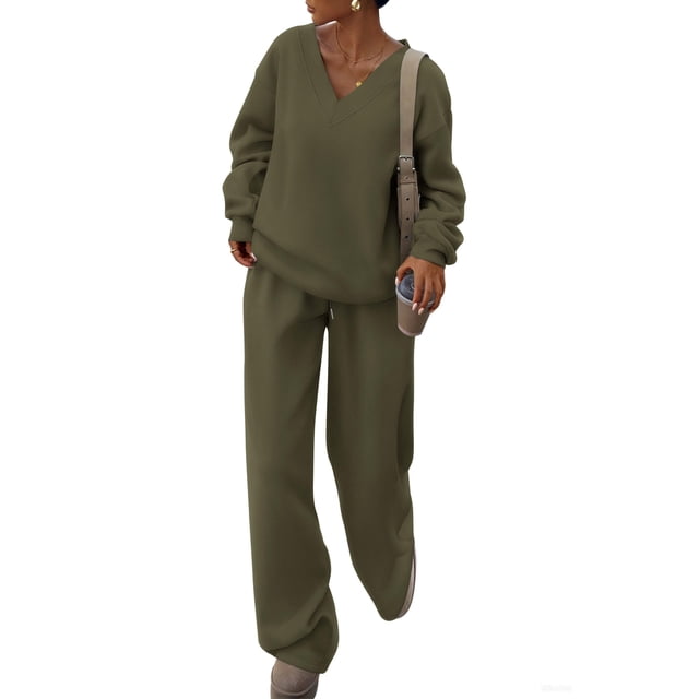 Conjunto Casual de Dos Piezas PRETTYGARDEN Verde Militar XL