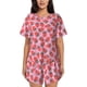 thumbnail image 1 of Balery Strawberry Conjunto de Pijama para Mujer con Estampado, Dos Piezas de Manga Corta y Shorts, Ropa de Dormir Suave con Cuello Redondo y Bolsillos-Medium, 1 of 6