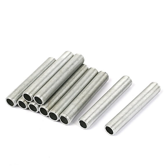 M10 1mm Pitch Threaded Zinc Alloy Pipe Nipple Lamp Repair Part 60mm Long 10pcs
