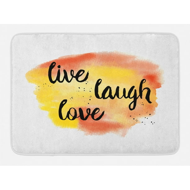 Live Laugh Love Bath Mat, Ink Painted Style Lettering on Soft
