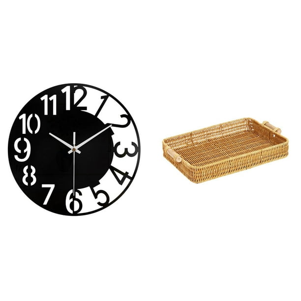 Reloj de pared grande,Reloj de pared acrílico silencioso de estilo moderno.,Reloj de pared grande de oficina,silencioso,fácil de leer y sencillo.,Cestas de almacenamiento,Cestas de