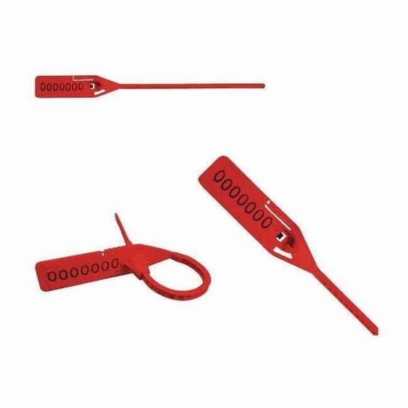 Pull Rip Stamped Seals 5-1/2" x 9/64", Red, Pk250