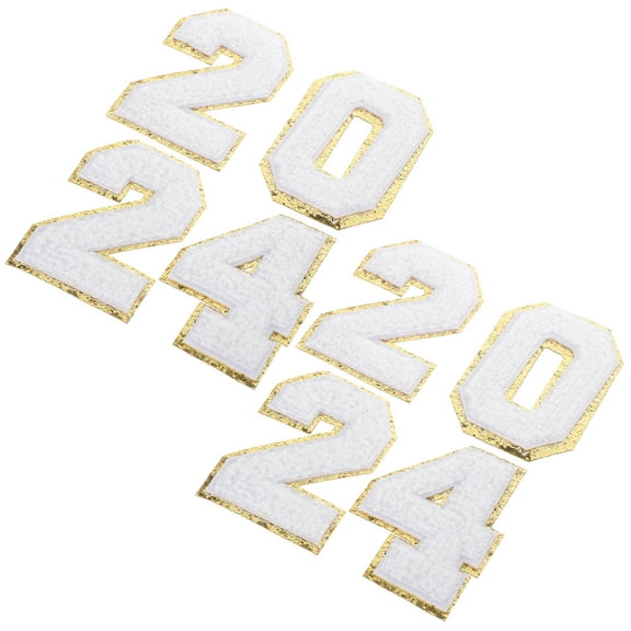 KALLORY 8Pcs Multi Use White Number Iron on Sewing Patches for Clothing Repair