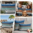 thumbnail image 5 of Blue Wooden Plank Outdoor Waterproof Pillow Covers, Retro Farmhouse Horizontal Stripes Plank Decorative Square Throw Pillowcase Sofa Cushion Sham for Patio/Couch/Chair, 20"x20" 2 Pack, 5 of 8
