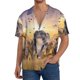 thumbnail image 1 of Balery Wildlife Protection Camisa Casual de Manga Corta con Botones para Hombre, Texturizada, Estilo Cubano, para Playa, Verano-Large, 1 of 5