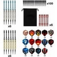 thumbnail image 2 of Dardo con punta de plástico [18 g], kit de 12 dardos para juegos de dardos electrónicos (42 plumas + 100 puntas + 6 ejes de aluminio adicionales), 2 of 5