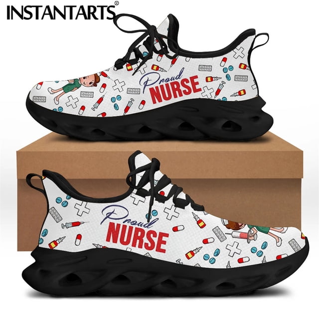 Zapatos de enfermería blancos para mujer, zapatillas planas de malla con bonitos dibujos animados para enfermera, médico y médico