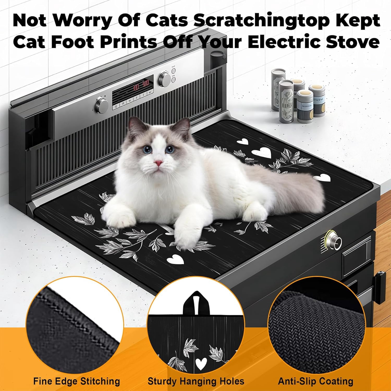 Heat-Resistant Glass Stove Top Cover with Anti-Slip Rubber Coating – 28.5x20.5 Inch Electric Stove Protector, Scratch-Resistant, Expands Counter Space, Stylish Kitchen Decor