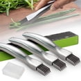 thumbnail image 2 of Triture el cuchillo de seda, cuchillo verde picado de acero inoxidable mejorado, cortador de verduras de cocina, cortador triturador de cebollino afilado, 2 of 9