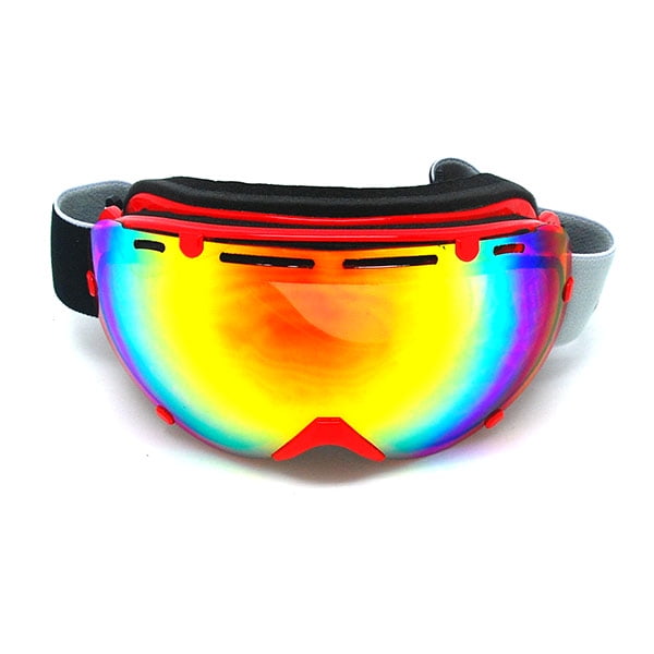 1Storm Adult Snowboard Ski Goggle Anti-Fog Detachable Dual Layer Double Lens Tinted, UV400 Protection, Red by