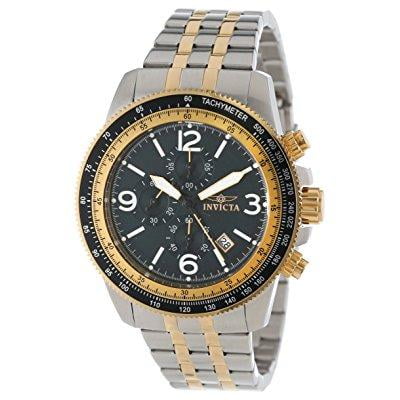 invicta men's 13964 specialty chronograph black dial two tone stainless steel watch