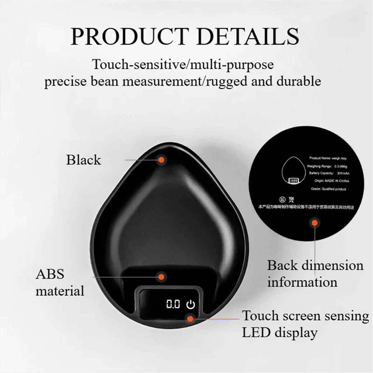 Mini Coffee Electronic Scale Espresso Weighing Display Tray