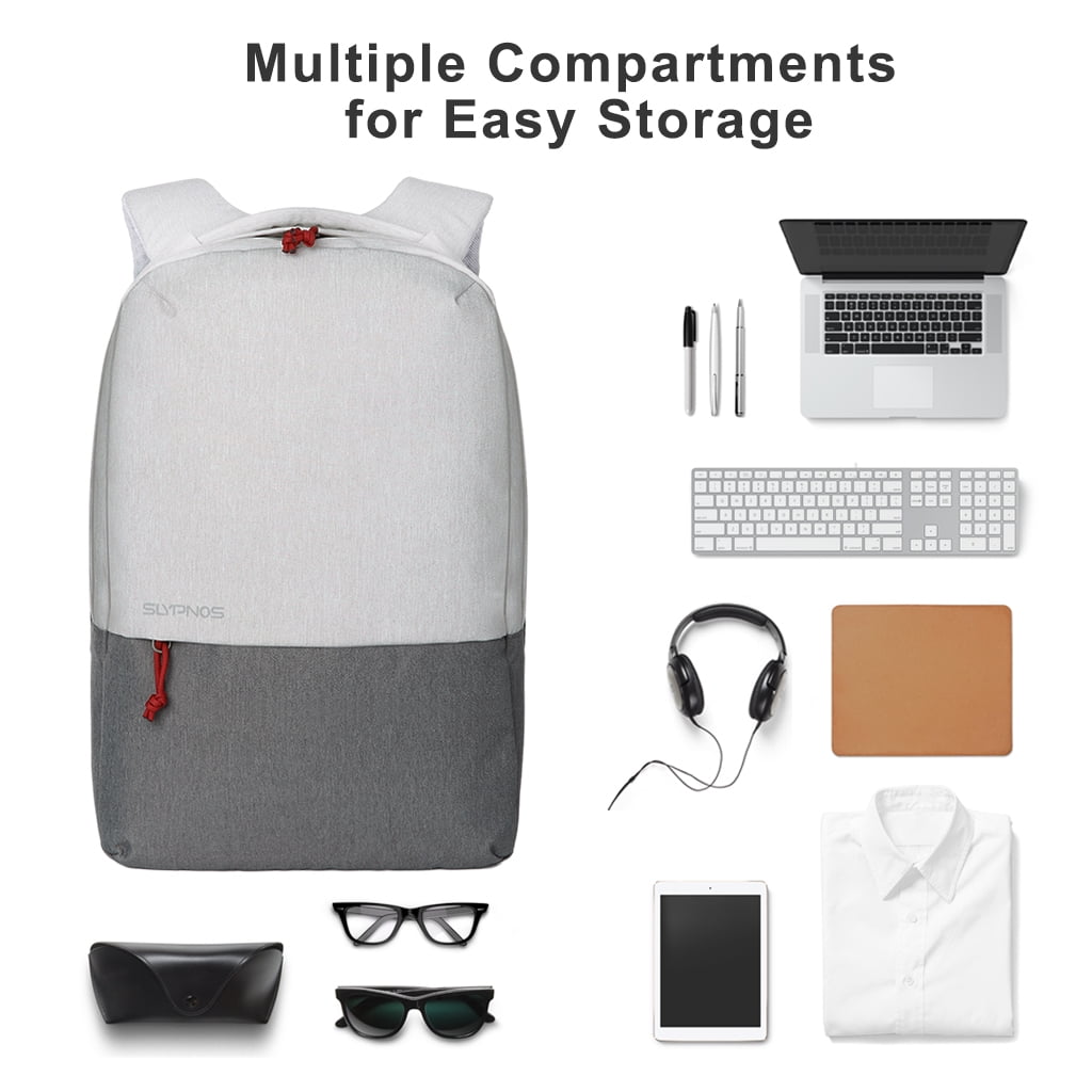 21L Men Women Expandable Notebook Backpack for Up to 15-Inch Laptop Light Gray