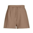 thumbnail image 6 of Edvintorg shorts women plus size clearance Women's Fashion Solid Color Casual Wide Leg Loose High Waist Lace-Up Shorts Pants Brown M, 6 of 6