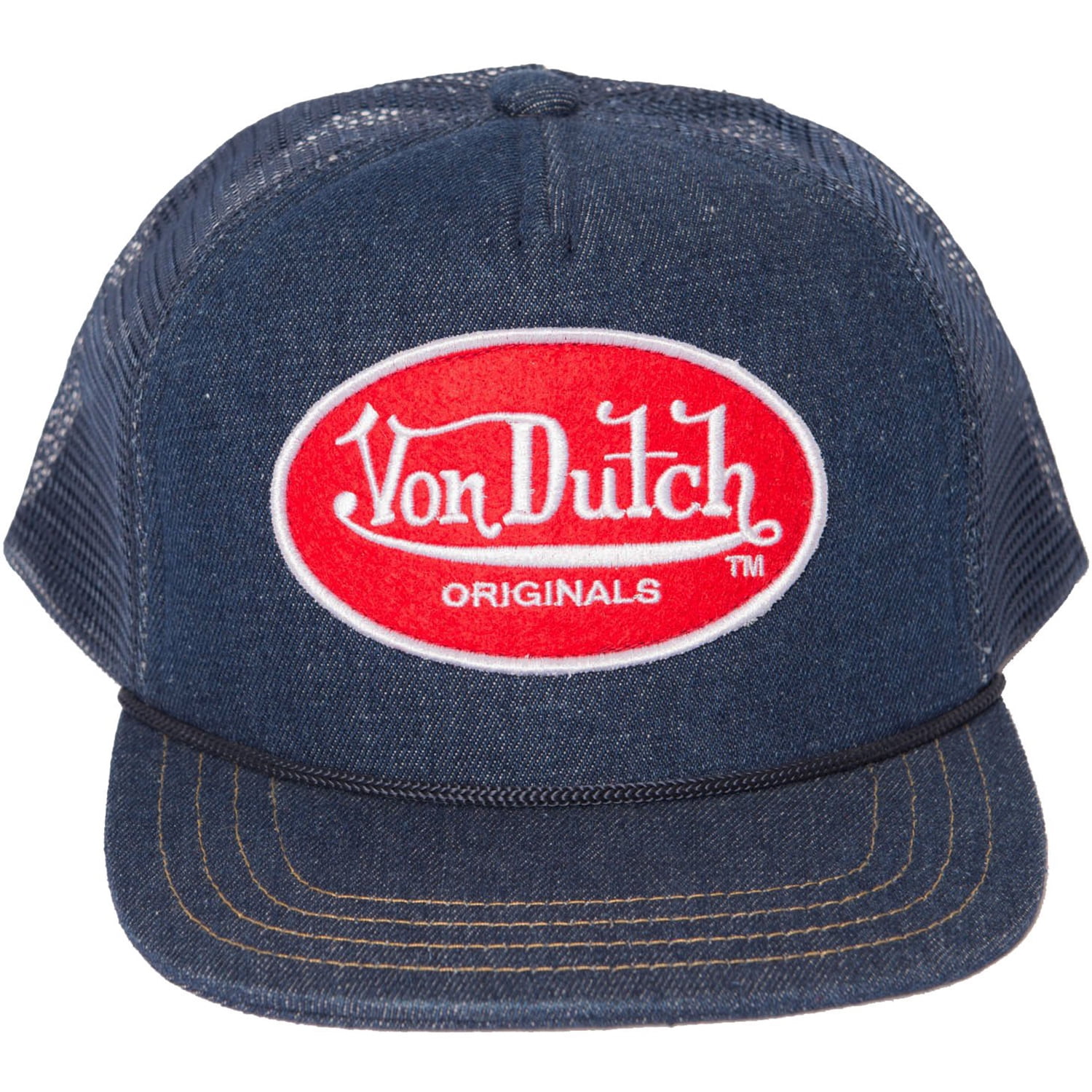 Von Dutch Unisex Von Dutch USA Blue Cap / Red Patch Trucker Hat - One ...