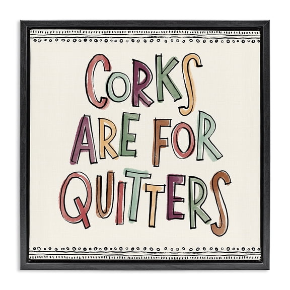 Stupell Industries Eclectic Corks For Quitters Black Floating Frame Canvas Art, 18 x 18, by Anne Tavoletti