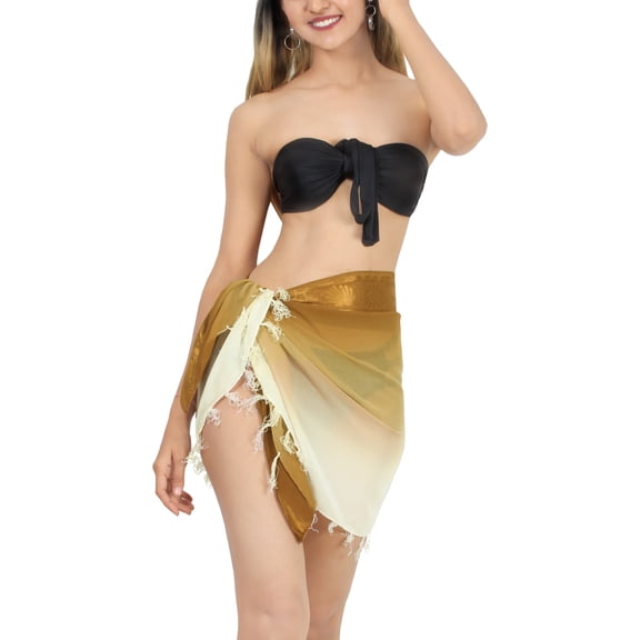 HAPPY BAY Women's Beach Bikini Wraps Sarong Swimwear Cover up Wrap Skirt Bathing suit Swimsuit Pareo Coverups for Women One Size Brown, Stripes