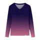 thumbnail image 4 of Blusa de camiseta estampada de manga larga cómoda con cuello en V informal a la moda para mujer Pompotops  FGAJ7320, 4 of 4