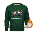 thumbnail image 1 of Blusas y camisas de cuello redondo y manga larga para hombre, blusa de poliéster con estampado navideño de copa de vino y terciopelo., 1 of 6