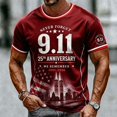 thumbnail image 4 of Xneal 911 25th Anniversary T-Shirt Never Forget 911 Short Sleeve Print Casual Red Shirts for Men Size 2XL, 4 of 5