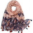 thumbnail image 1 of HSHDLDF Foulard Boho pour Femmes Légère Foulard Imprimée Florale Automne Hiver Mode Châle à Franges, 1 of 5