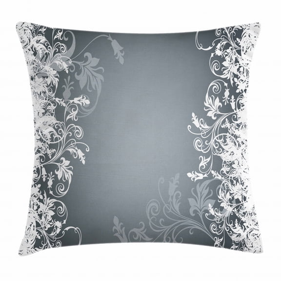 Floral Throw Pillow Cushion Cover, Flower Arrangement Contrasting Colors Wildflowers Leaves Stalks Nature Inspirations, Decorative Square Accent Pillow Case, 16 X 16 Inches, Grey White, by Ambesonne