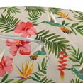 thumbnail image 3 of Hibiscus Pouf Cover with Zipper, Endemic Tropic Hummingbirds and Palm Leaves Nature Pattern, Soft Decorative Fabric Unstuffed Case, 30" W X 17.3" L, Pale Tan Coral, by Ambesonne, 3 of 5