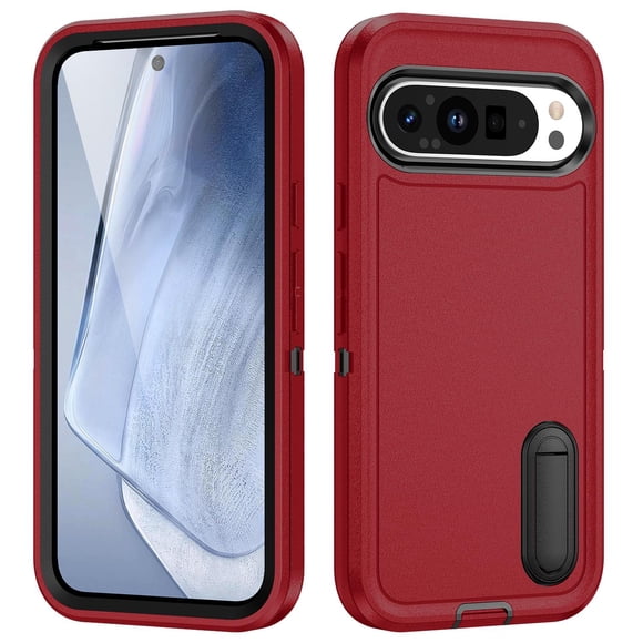 ShellTech Case for Google Pixel 9 /9 Pro, Military Shockproof Dual Layer Protective Cover with Foldable Kickstand Anti-Slip Case,A
