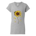 thumbnail image 2 of You Are My Sunshine Skull And Sunflower Inspirational/Christian Women's Standard V-Neck Tee, Heather Grey, Small, 2 of 3