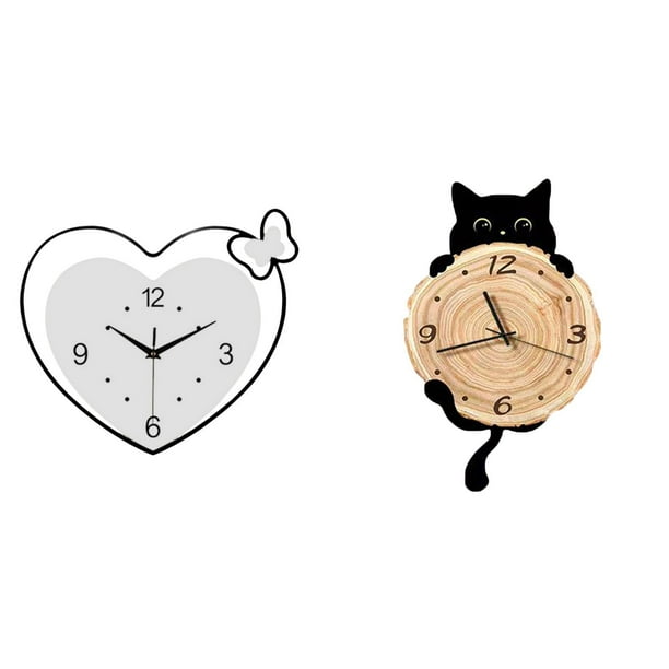 Reloj de pared,Reloj de pared acrílico para oficina en casa,sin tictac,Reloj de pared,Reloj de pared decorativo para baño y dormitorio.,Reloj de pared de gato silencioso y sin tictac,regalo