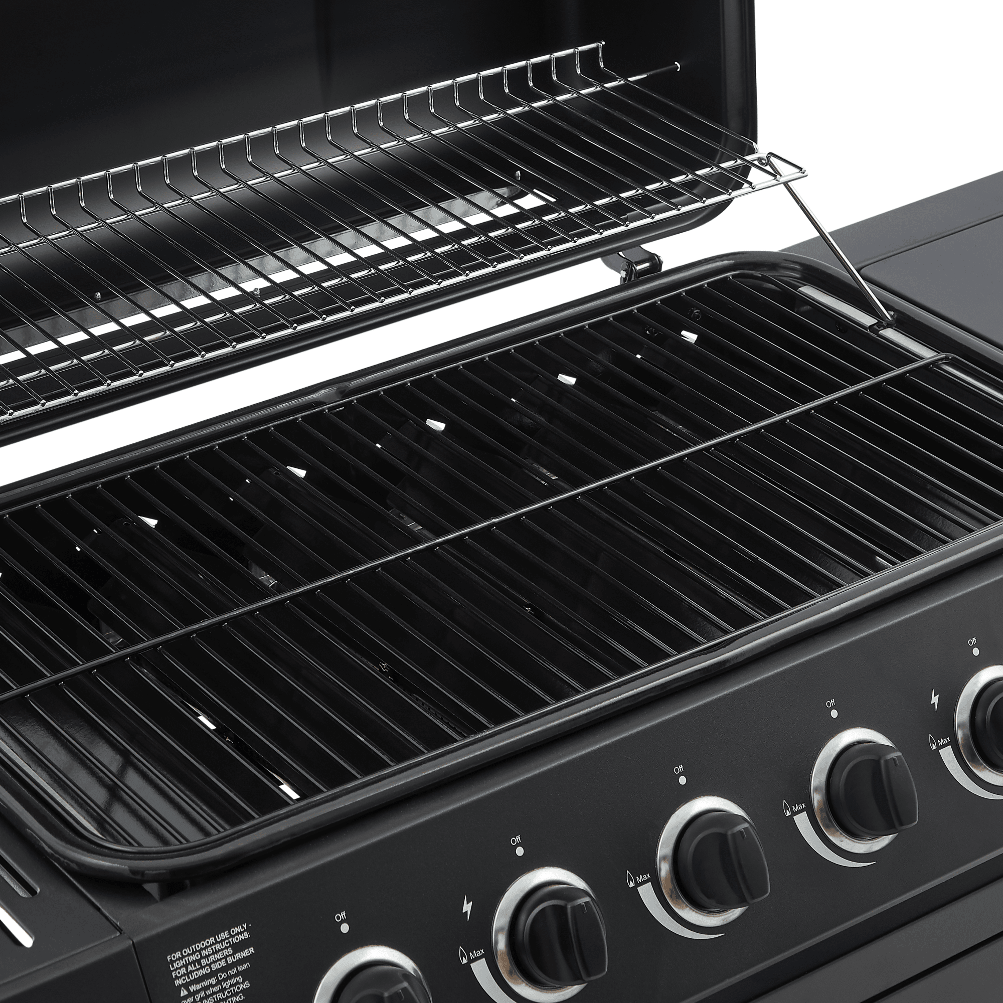 6 Burner BBQ Propane Gas Grill with Side Burner, 59000 BTU Stainless Steel Outdoor Grill, 576 sq in Cooking Area with Enamel Grates & Side Tables, Black