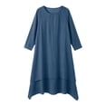 thumbnail image 4 of Guieoi Womens Dresses Fall Plus Size Casual Long-Sleeve Round-Neck Dress with Layered Hem and Pockets Blue S, 4 of 8
