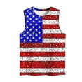 thumbnail image 4 of Aloohaidyvio American Flag Crew Neck Tank Tops Women 4th of July Patriotic Tank Shirt USA Flag Stars Stripes Print T-Shirt, 4 of 5