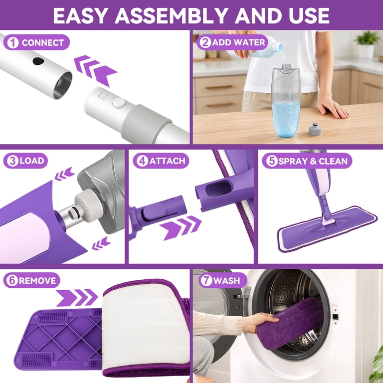 DSOOLO 360° Spray Mop with 3 Microfiber Pads photo 5