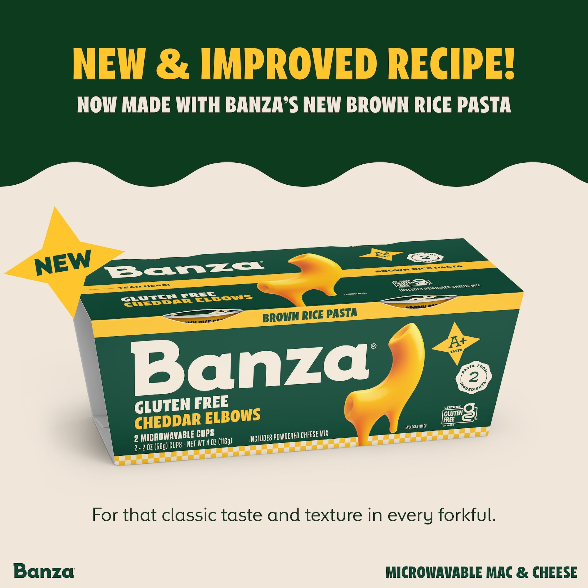 (6 pack) Banza Brown Rice Mac & Cheese, Gluten Free Microwavable Cheddar Elbows - Classic Taste, Made in Italy