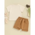 thumbnail image 4 of Suealasg Toddler Boys Summer Outfit Short Sleeve Letter Print T-Shirt Elastic Shorts Set 2 Piece Kids Baby Boys Casual Outfit, 4 of 9