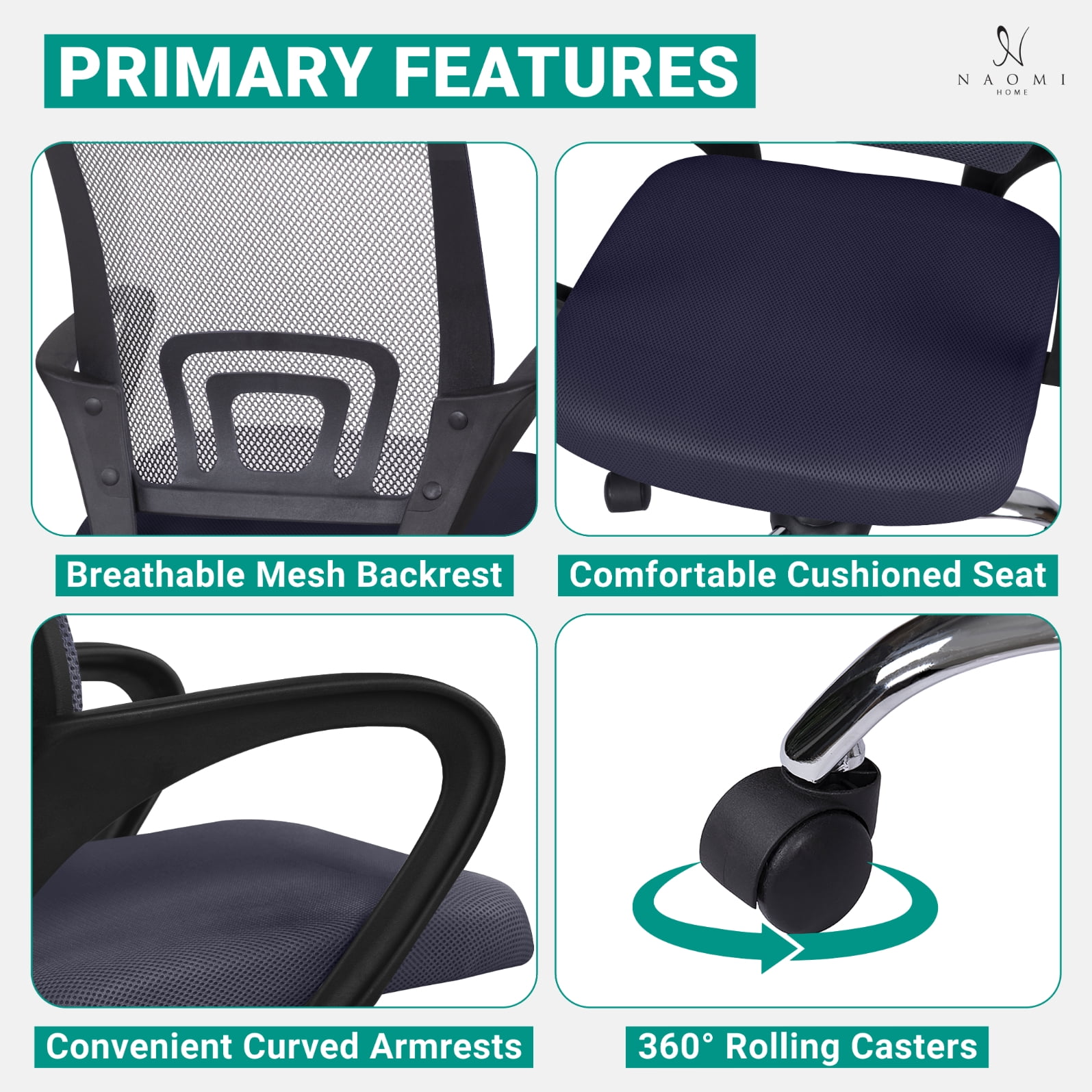 Ivana Gray Ergonomic Mesh Desk Chair – Adjustable Swivel Office Chair
